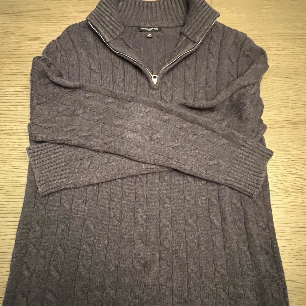 Banana Republic Women's Cable Knit Turtleneck Sweater - Dark Gray